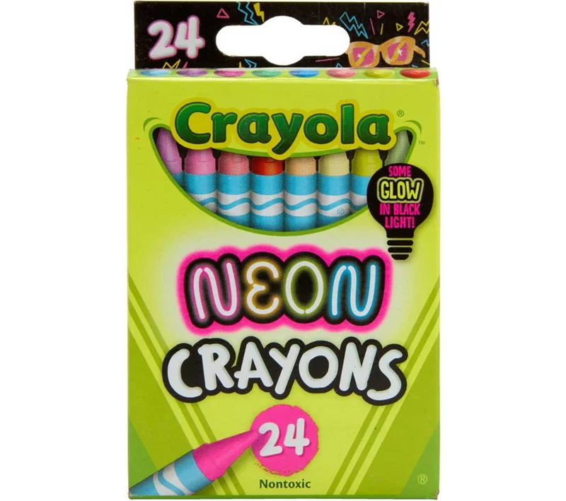 كرايولا Crayola Neon Crayons for Kids (24ct), Includes 16 Glow in The Dark Colors, Kids Art Supplies, Gift for Girls & Boys, Ages 3+