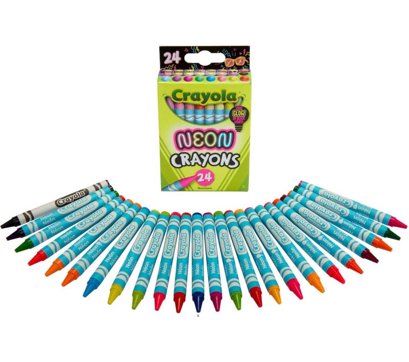 Crayola Neon Crayons for Kids (24ct), Includes 16 Glow in The Dark Colors, Kids Art Supplies, Gift for Girls & Boys, Ages 3+ - Image 1
