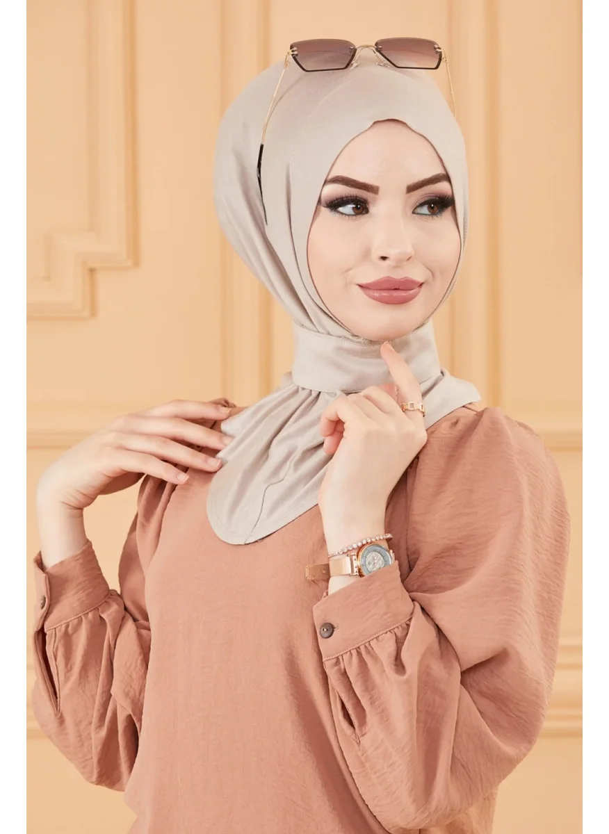 بيليفانتي كولكشن Women's Hijab Snap Bone Sandy Hijab Neck Collar Bonnet Light Mink