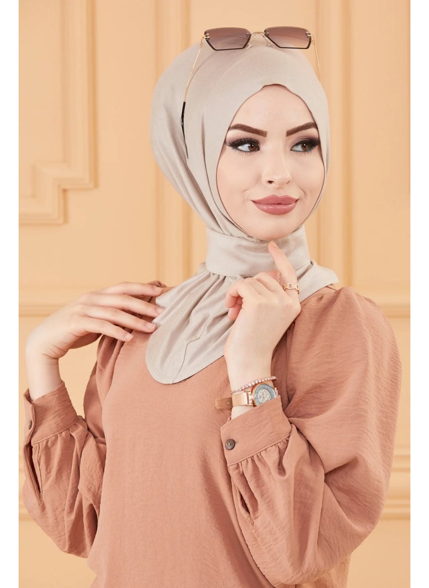 Belifanti Collection حجاب نسائي مع طوق رقبة عظم من مادة سكرية خفيفة بلون مينك  - Image 2
