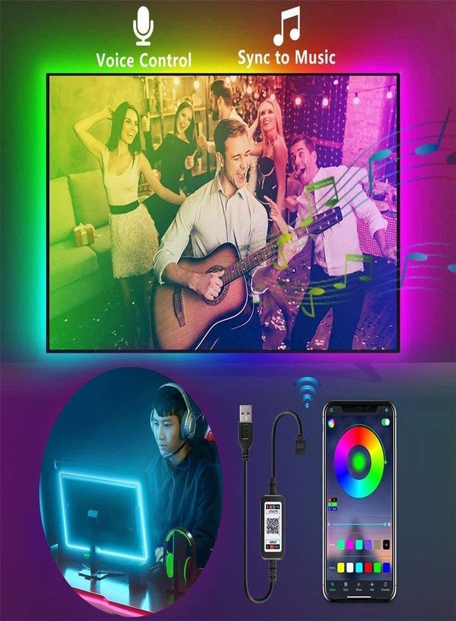 XERGY شريط إضاءة LED ذكي RGB يعمل بمنفذ USB من XERGY مع تحكم عبر تطبيق الهاتف المحمول، ومزامنة الموسيقى، وتغيير متعدد الألوان - لخلفية التلفزيون، وإضاءة المزاج، وإضاءة الكوف، والإضاءة المحيطة (4 أمتار لأجهزة التلفزيون من 40 إلى 55 بوصة) - Image 3
