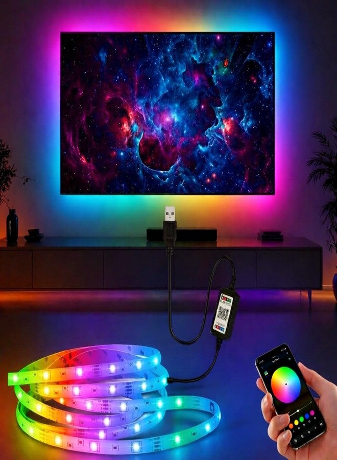 XERGY شريط إضاءة LED ذكي RGB يعمل بمنفذ USB من XERGY مع تحكم عبر تطبيق الهاتف المحمول، ومزامنة الموسيقى، وتغيير متعدد الألوان - لخلفية التلفزيون، وإضاءة المزاج، وإضاءة الكوف، والإضاءة المحيطة (4 أمتار لأجهزة التلفزيون من 40 إلى 55 بوصة) - Image 1