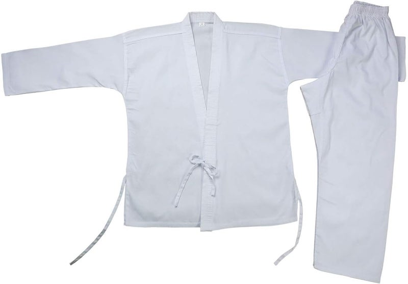 FLUORY Karate Uniform with Free Belt, White Karate Gi for Kids & Adult Size 000-6 - Image 2