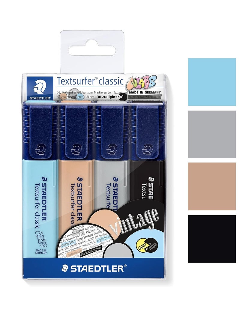 STAEDTLER 4-Piece Textsurfer Highlighter Chisel Tip Vintage Colours - Image 1