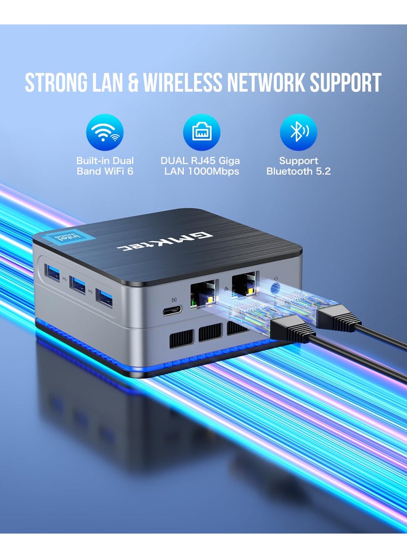 GMKtec GMKtec Mini PC Intel N150(Turbo 3.6GHz) Windows 11 Pro 12GB DDR5 256GB SSD Dual LAN, Desktop Mini Computer 4K Triple Display, WiFi6, BT5.2, Energy Efficient  - Image 4