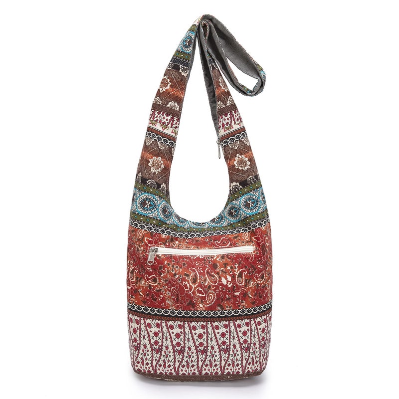 Coton Pose Women Shoulder Handbags Fashion canvas Hippie Crossbody Bags Bohemian Animal Prints Hobo Bags (Orange) - Image 4
