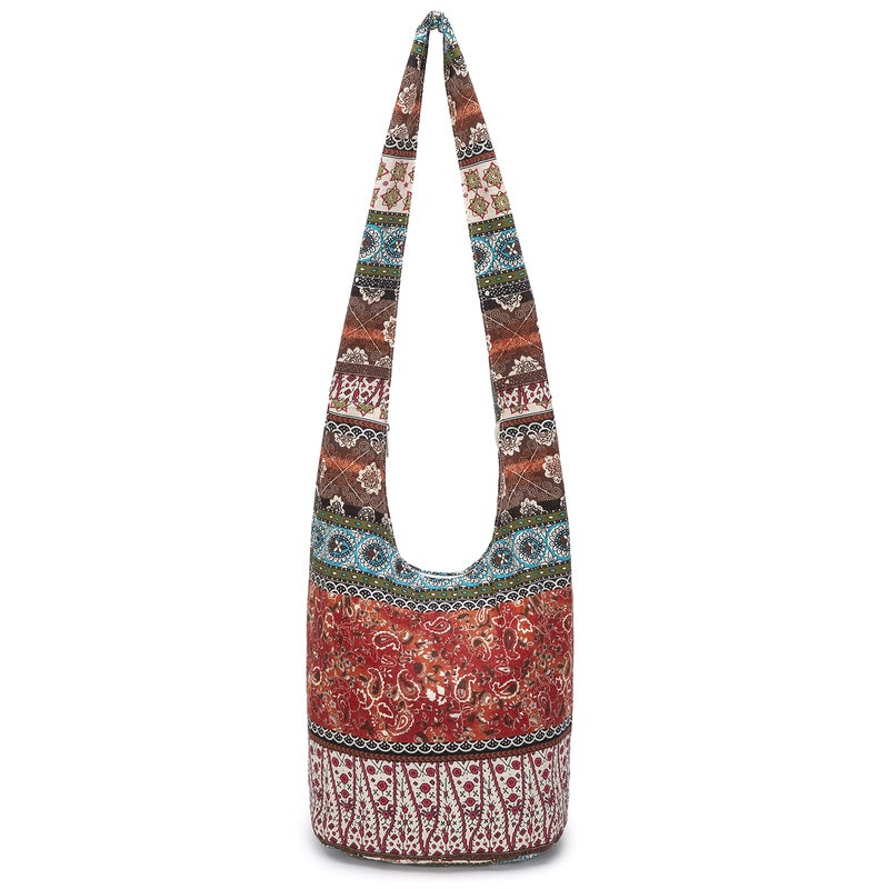 Coton Pose Women Shoulder Handbags Fashion canvas Hippie Crossbody Bags Bohemian Animal Prints Hobo Bags (Orange) - Image 1