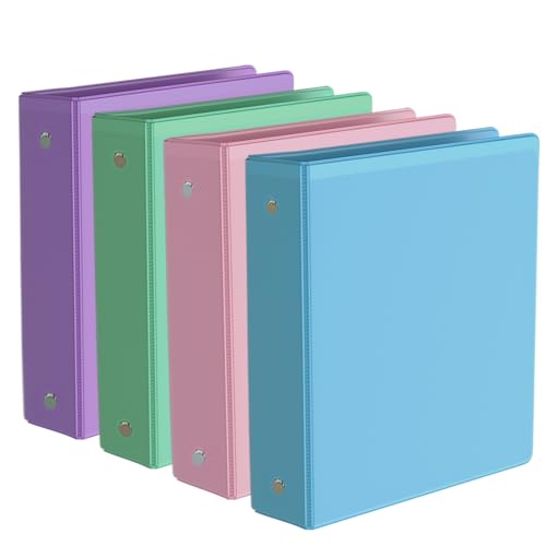 LIMANLIRY 2Inch Binder 3 Ring Round Ring with 2 Interior Pockets Holds 450 Sheets Letter Size Paper Durable Plastic View Binders for School Office and Home - Image 1