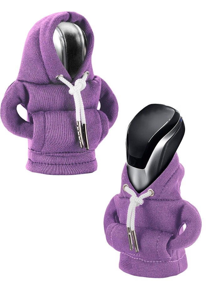 كيلا غطاء هودي لمقبض ناقل الحركة، غطاء عالمي لمقبض ناقل الحركة في السيارة، غطاء هودي صغير لمقبض ناقل الحركة في السيارة، أدوات داخلية لطيفة للسيارات، إكسسوارات وديكورات السيارات باللون الأرجواني - Image 1