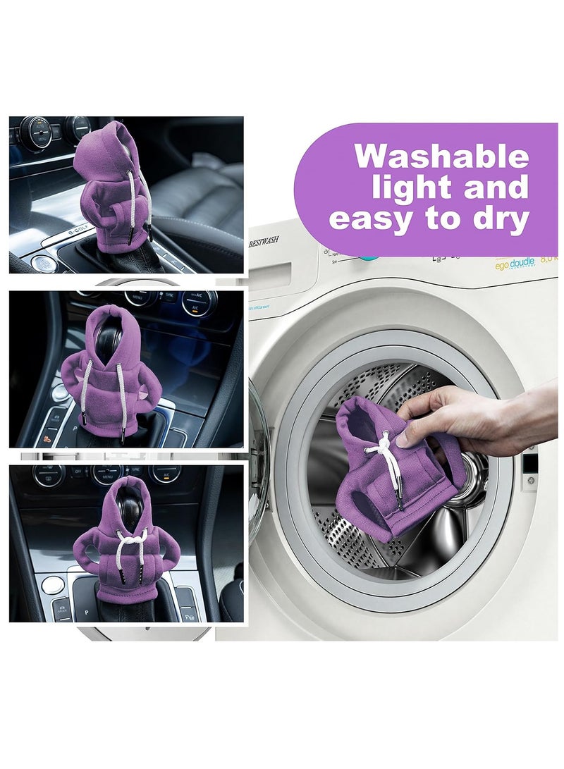 كيلا غطاء هودي لمقبض ناقل الحركة، غطاء عالمي لمقبض ناقل الحركة في السيارة، غطاء هودي صغير لمقبض ناقل الحركة في السيارة، أدوات داخلية لطيفة للسيارات، إكسسوارات وديكورات السيارات باللون الأرجواني - Image 3