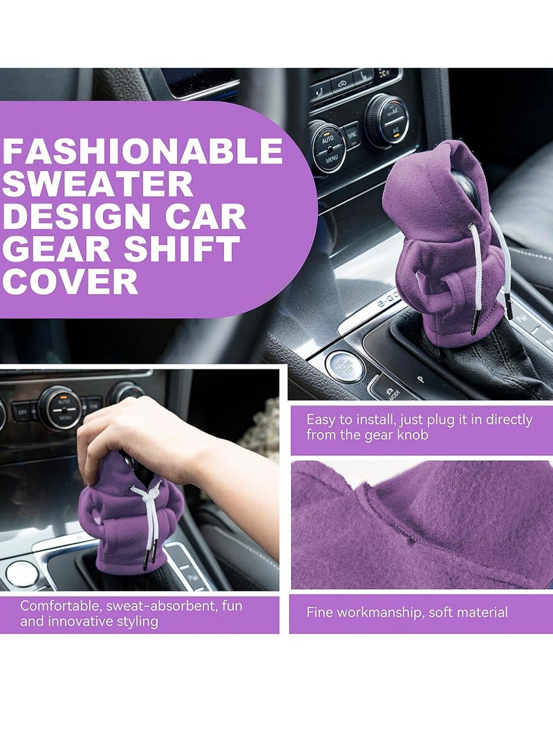 كيلا غطاء هودي لمقبض ناقل الحركة، غطاء عالمي لمقبض ناقل الحركة في السيارة، غطاء هودي صغير لمقبض ناقل الحركة في السيارة، أدوات داخلية لطيفة للسيارات، إكسسوارات وديكورات السيارات باللون الأرجواني - Image 5