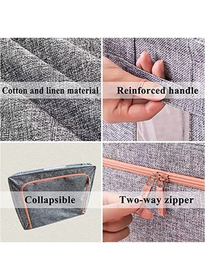 MIXDE 3Pack Clothes Storage Bag Foldable Closet Organizers Storage Containers,Large Storage Bins for Comforters, Blankets, Bedding,Toys, Books, Foldable with Sturdy Zipper,Clear Window, 72L-Grey - Image 3