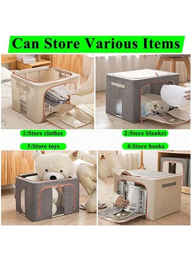 MIXDE 3Pack Clothes Storage Bag Foldable Closet Organizers Storage Containers,Large Storage Bins for Comforters, Blankets, Bedding,Toys, Books, Foldable with Sturdy Zipper,Clear Window, 72L-Grey - Image 4