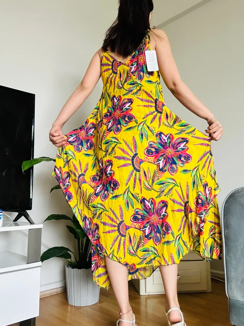 Afa Women's Summer Cotton Strap Voile Dress Comfortable Plus Size Compatible - Up to 3xl