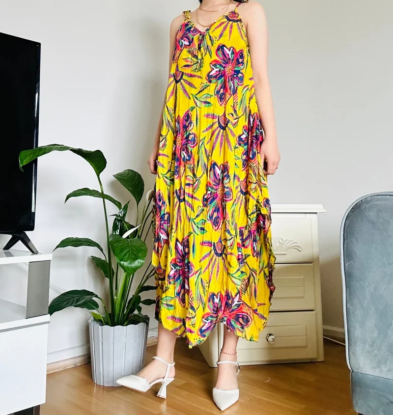 Afa Women's Summer Cotton Strap Voile Dress Comfortable Plus Size Compatible - Up to 3xl