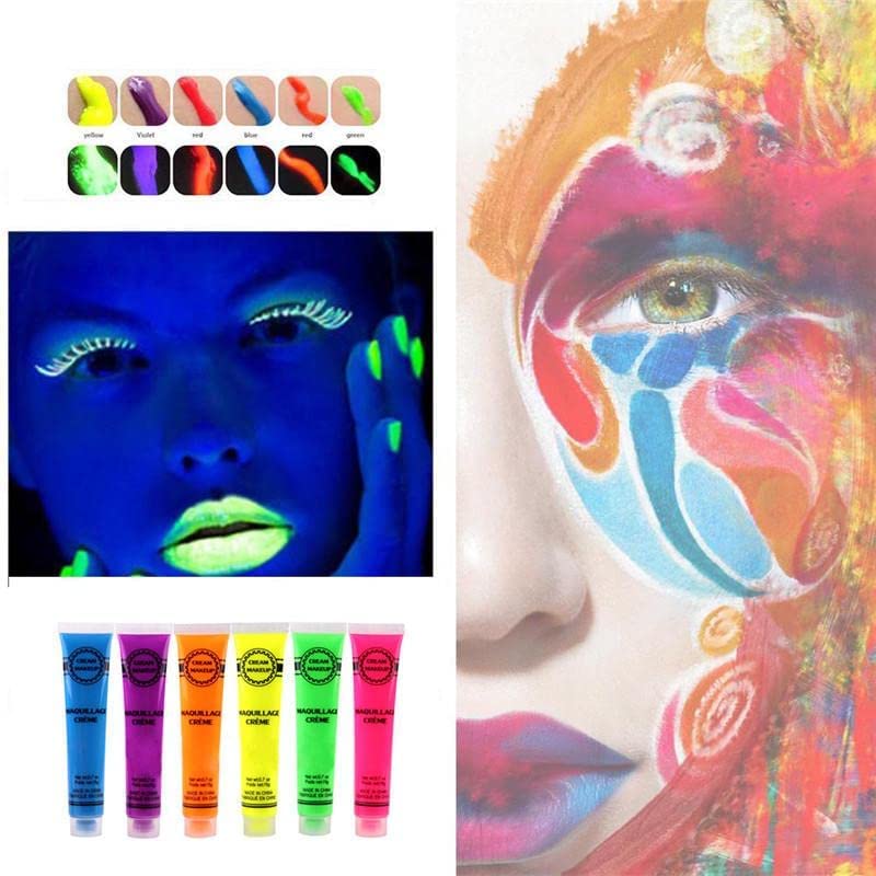 53 Arts 53ARTS Neon Paint Fluorescent Water Washable Body Face Paint Makeup Flash Tattoo Halloween Painting Drawing Pigment Party Cosplay Set of 24 - Image 3