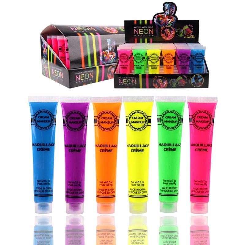 53 Arts 53ARTS Neon Paint Fluorescent Water Washable Body Face Paint Makeup Flash Tattoo Halloween Painting Drawing Pigment Party Cosplay Set of 24 - Image 4