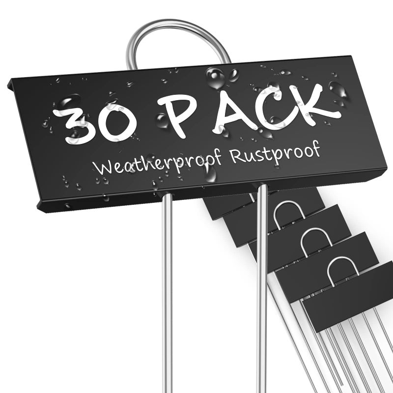 STARTOSTAR 30-Pack Metal Plant Labels Weatherproof Garden Markers,Height 10.6'', Label Area 3.5''X 1.2'' Reusable Nursery Tags for Vegetables Herb Flower Seed Greenhouse - Black - Image 1