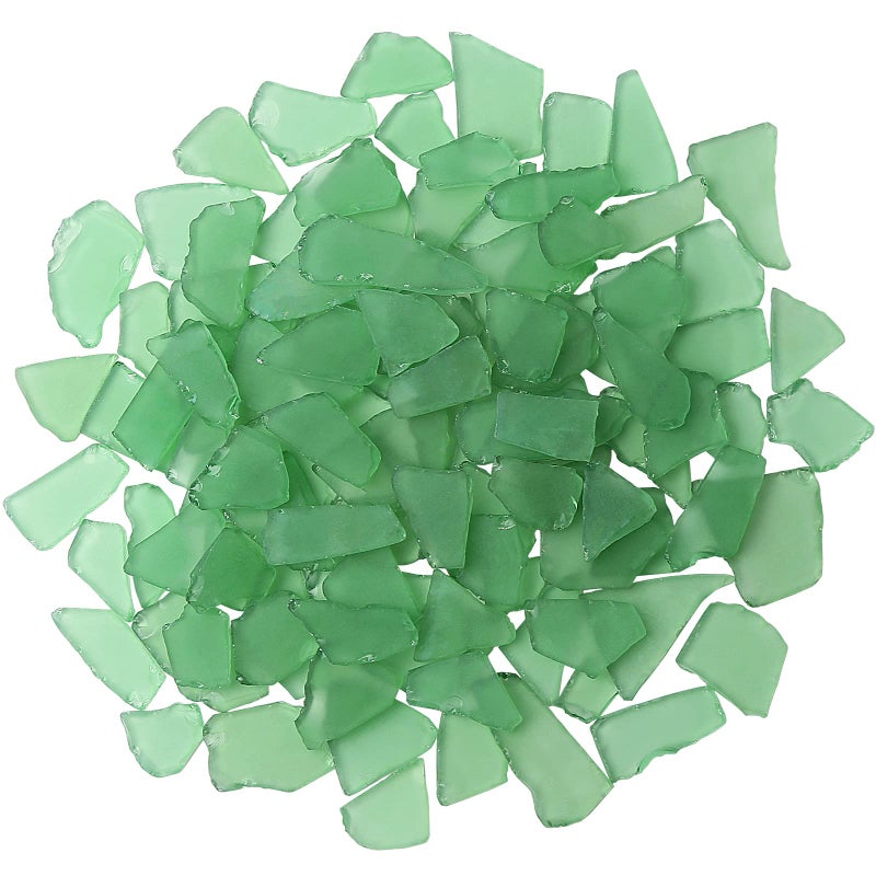 Giftvest Sea Glass for Crafts Decorative Frosted Seaglass Pieces 16oz Vase Filler DIY Art Craft Supplies Beach Wedding Home Decor Aquarium Decor Green