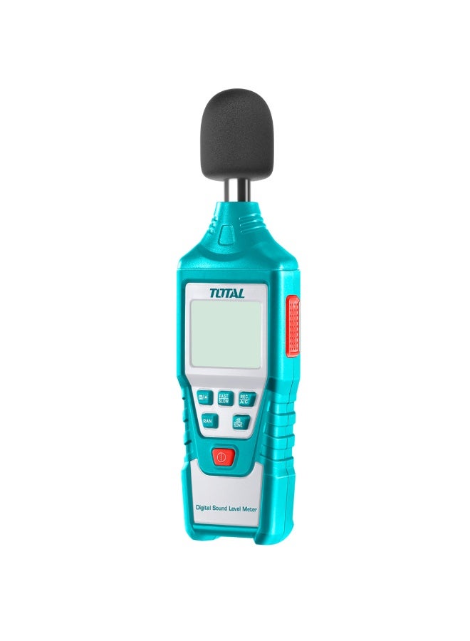 توتال جهاز قياس مستوى الصوت الرقمي 30-130 ديسيبل، جهاز اختبار الضوضاء بشاشة LCD بإضاءة خلفية، استجابة سريعة/بطيئة، وظيفة تثبيت القيمة القصوى/الدنيا، نطاق تلقائي/يدوي، كاشف عالي الدقة بوحدة dBA للاستخدام في المكاتب والمصانع والمدارس والمنازل. - Image 1