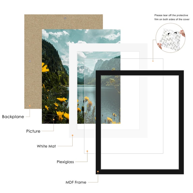 Picrit 20x24 Picture Frame 3 Pack, Black Poster Frame, Display Poster 16 x 20 with Mat or 20 x 24 without Mat for Horizontal or Vertical Wall Mounting - Image 5