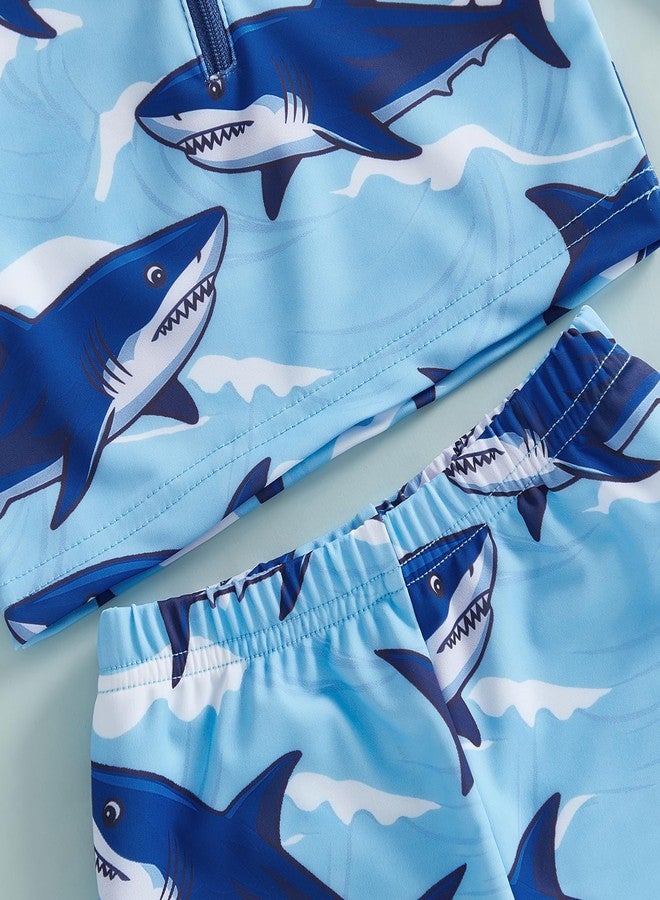Multitrust Baby Boy Long Sleeve Swimsuit Rash Guard and Trunk Set Bathing Suit with Hat Toddler Boys Beach Swimwear Sunsuit (Shark Blue, 18-24 Months) - Image 5