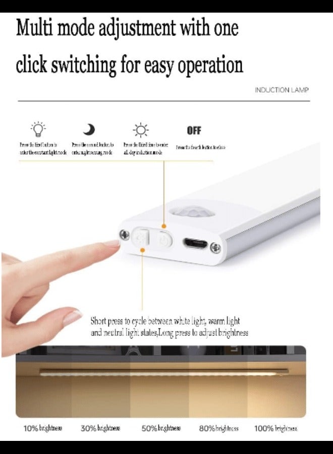 H.F.J Motion Sensor Closet Lights, HFJ 3-Color Dimming LED Rechargeable Under Cabinet Night Light, Slim Magnetic Closet Light, Wireless Light for Kitchen, Staircase, Wardrobe, Study Light 40cm（White) - Image 5