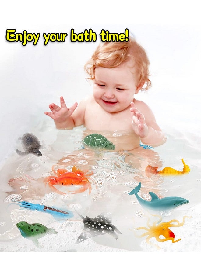 KECIABO مجسمات حيوانات البحر KECIABO، 12 قطعة ألعاب استحمام بلاستيكية ناعمة واقعية للأطفال، الأولاد، والبنات - Image 5