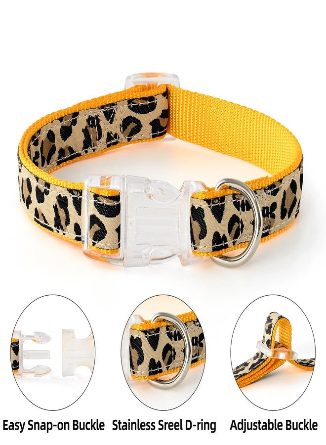 مايل هاي لايف طقم طوق ومقود للكلاب من مايل هاي لايف بنقشة جلد النمر، طوق ومقود قابل للتعديل للكلاب الصغيرة، سهل التحكم أثناء التدريب والمشي (أصفر، مقاس XS، محيط الصدر 9-15 بوصة، محيط الرقبة 8-12 بوصة). - Image 4