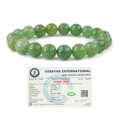 Crystu Natural Certified Green Jade Bracelet Round Beads 10Mm Crystal Stone Bracelet For Reiki Healing And Crystal Healing Stones For Unisex Adult (Color : Green) - Image 5