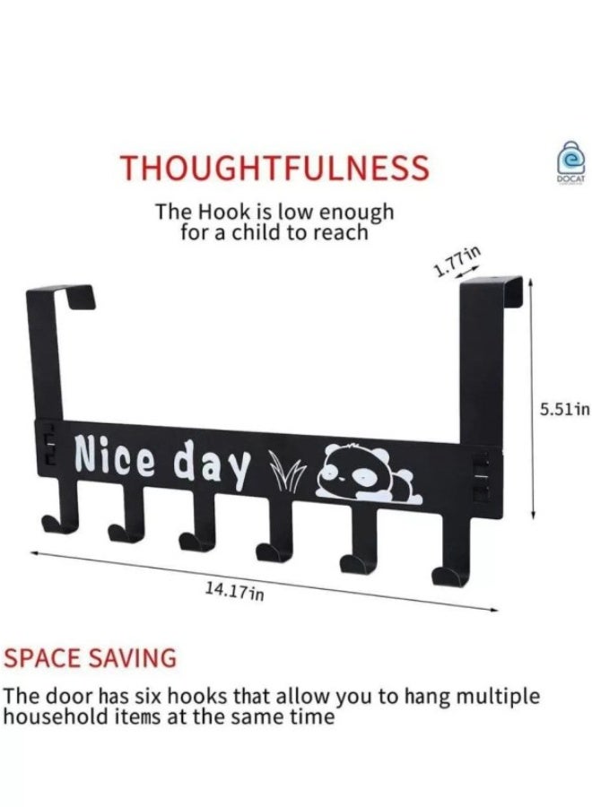 Over The Door 6 Hook Rack, Decorative Organizer Hooks For Clothes Coat Hat Belt Towels  - Image 2