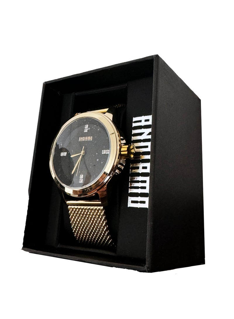 Andiamo Men's Fashion Watch (Gold with Diamond Dial) AD700320G - Image 3