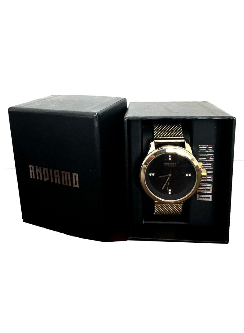 Andiamo Men's Fashion Watch (Gold with Diamond Dial) AD700320G - Image 1