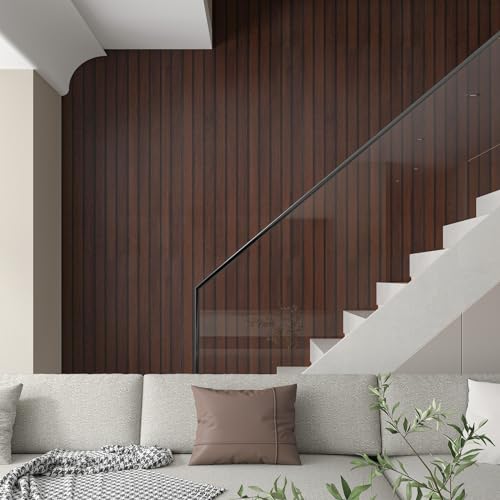 CHIHUT 17.7”x236” Dark Brown Vertical Wooden Slat Wallpaper Peel and Stick Self Adhesive Wood Grain Vinyl Contact Paper Rustic Striped Wood Grating Wrap for Farmhouse Countertops Cabinets Doors Walls - Image 3
