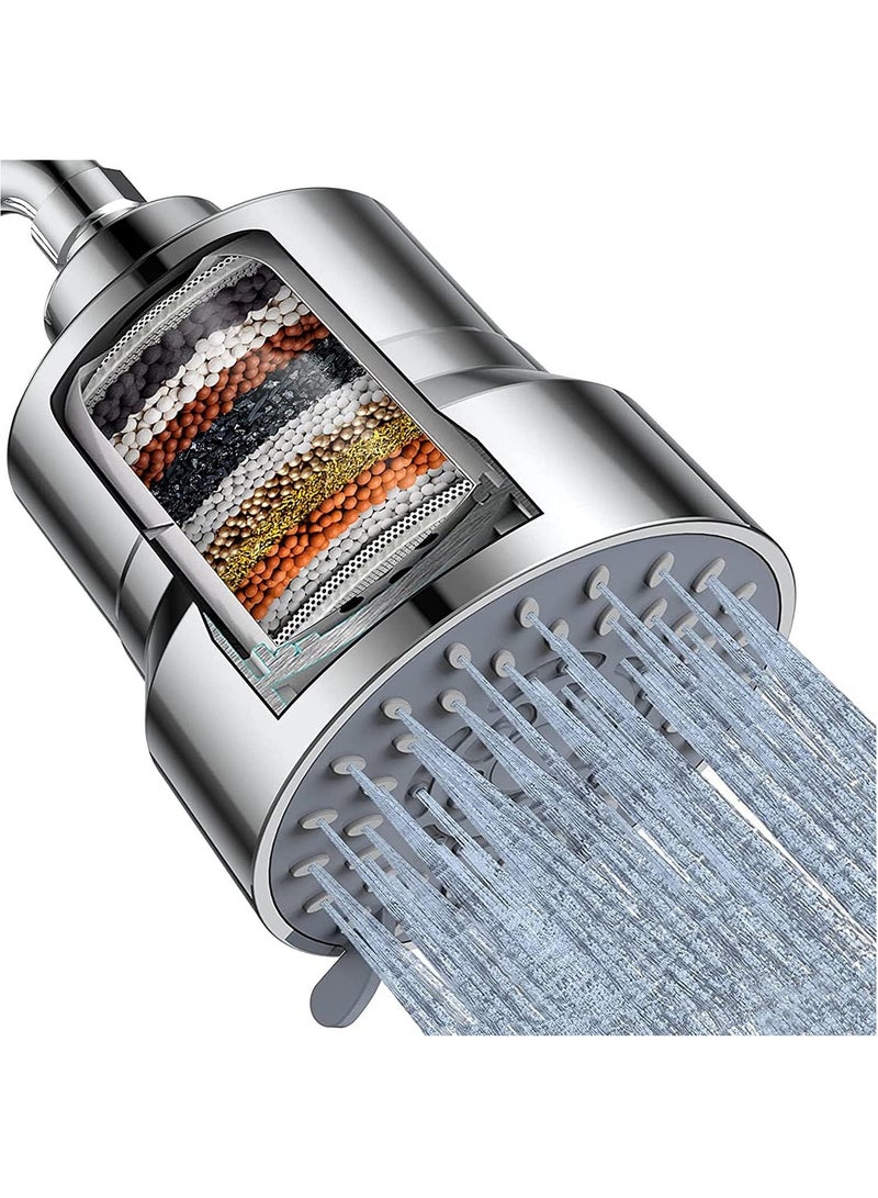 Filtered Shower Head, 3 Modes High Pressure Shower Head with 15 Stage Hard Water Shower Filter Cartridge for Remove Chlorine and Harmful Substances  - Image 1