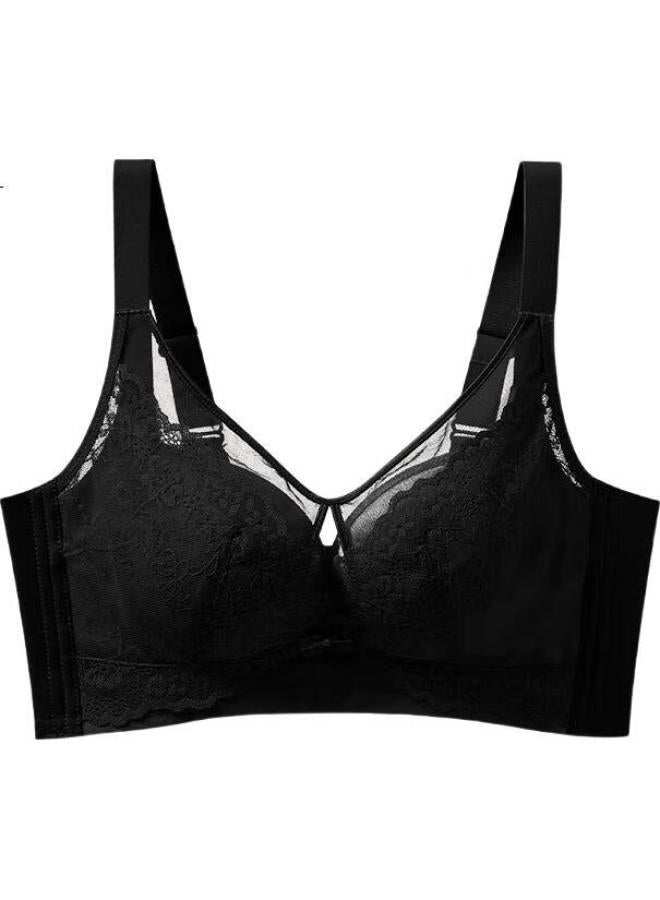 Fenton Fenteng Push-up Lace Bra Without Underwire For Big Busts, Anti-sagging And Small Chest Enhancement, Black, 75b - Image 3