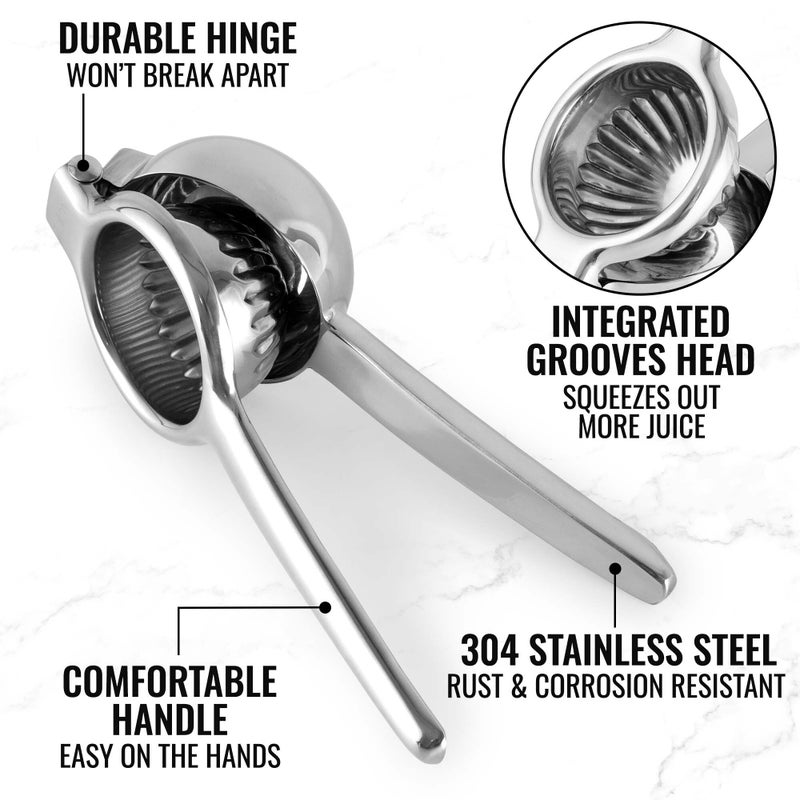Zulay Kitchen Lemon Squeezer Stainless Steel - Premium Quality, Heavy Duty Solid Metal Squeezer Bowl - Large Manual Citrus Press Juicer and Lime Squeezer Stainless Steel - Image 2