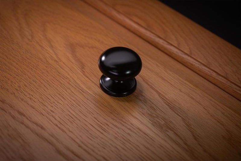 trust4care 4-Pack Matt Black Large Bifold Closet Door Knobs with Wide Base Backplate, Round Kitchen Cabinet Wardrobe Dresser Dummy Pull Knobs, 1-1/2 Inch Furniture Sideboard Drawer Handles - Image 5