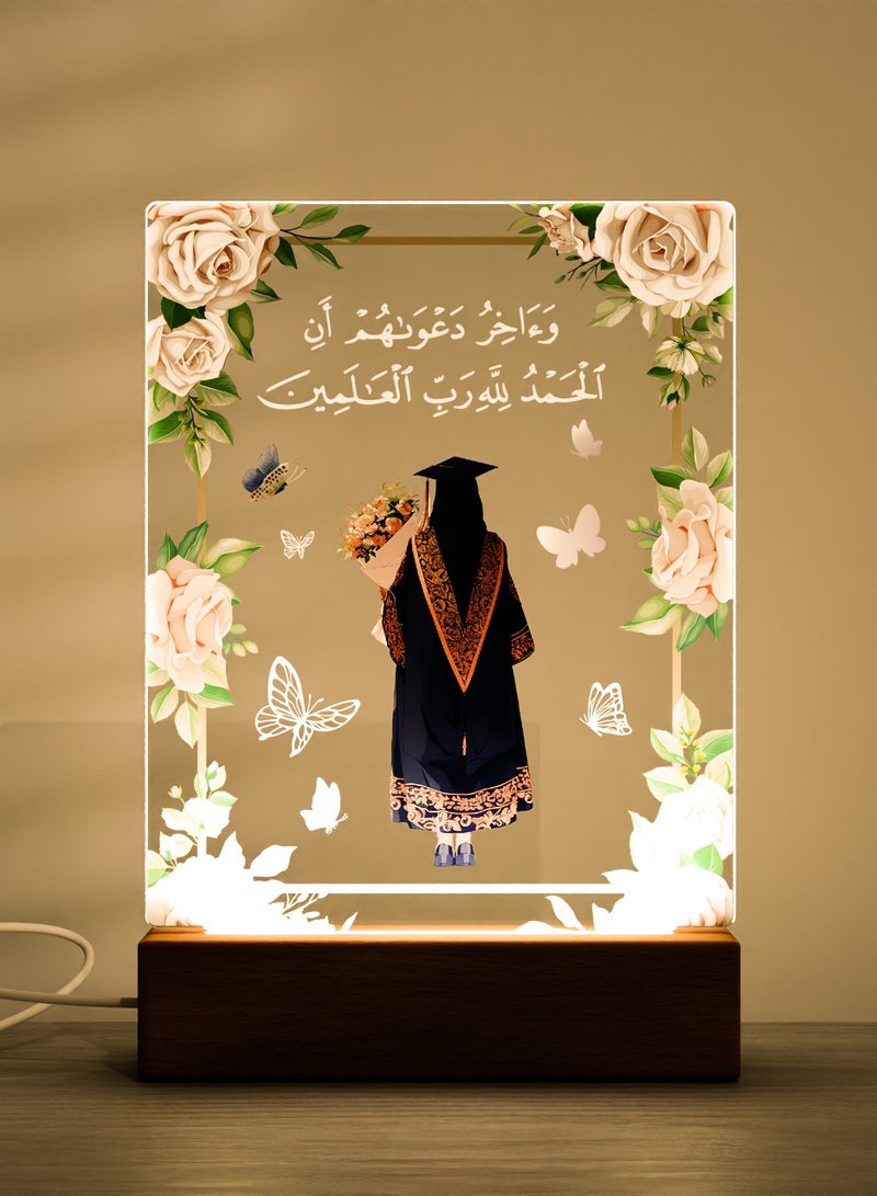 GALADUNE LED Acrylic Night Light, Graduation Gift, Gift for Classmates, Graduates, Graduation Flower Text Pattern - Image 1