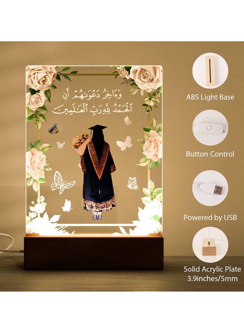 GALADUNE LED Acrylic Night Light, Graduation Gift, Gift for Classmates, Graduates, Graduation Flower Text Pattern - Image 3