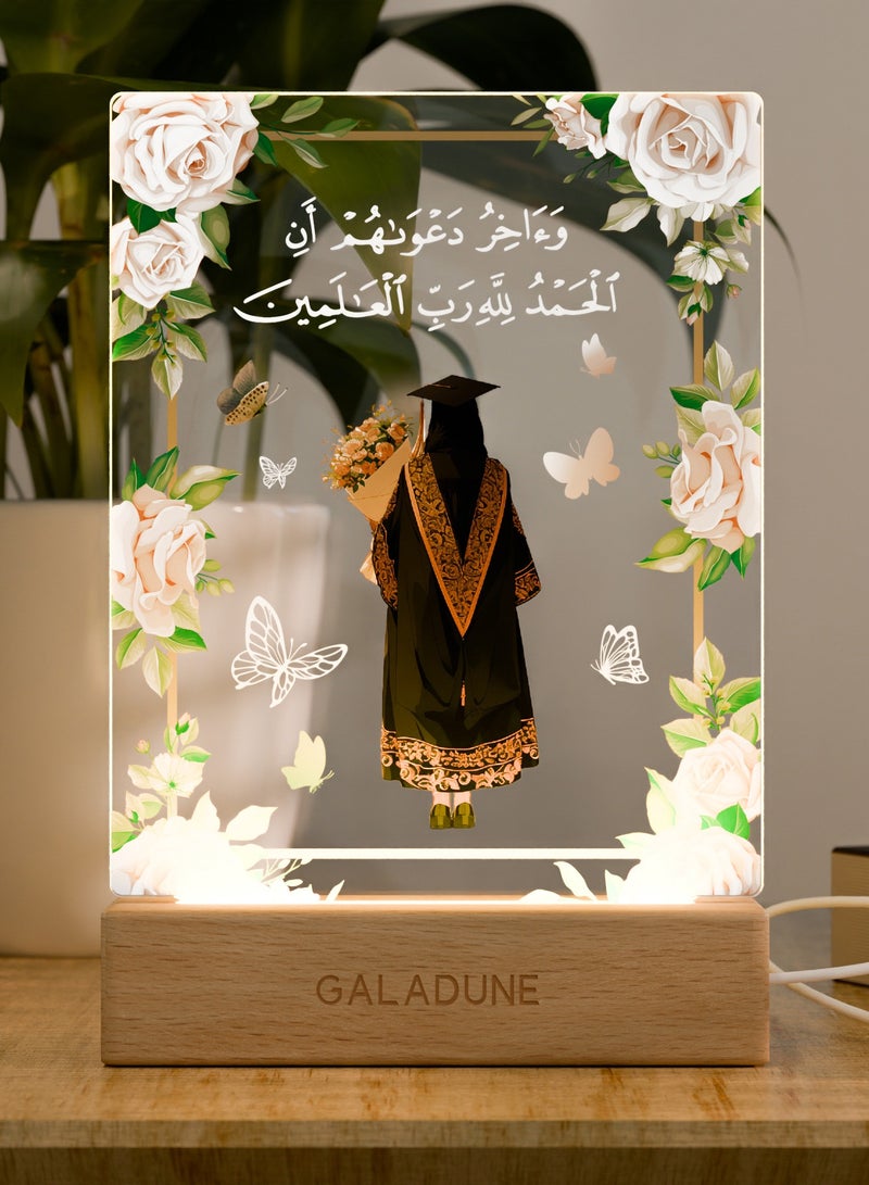 GALADUNE LED Acrylic Night Light, Graduation Gift, Gift for Classmates, Graduates, Graduation Flower Text Pattern - Image 4