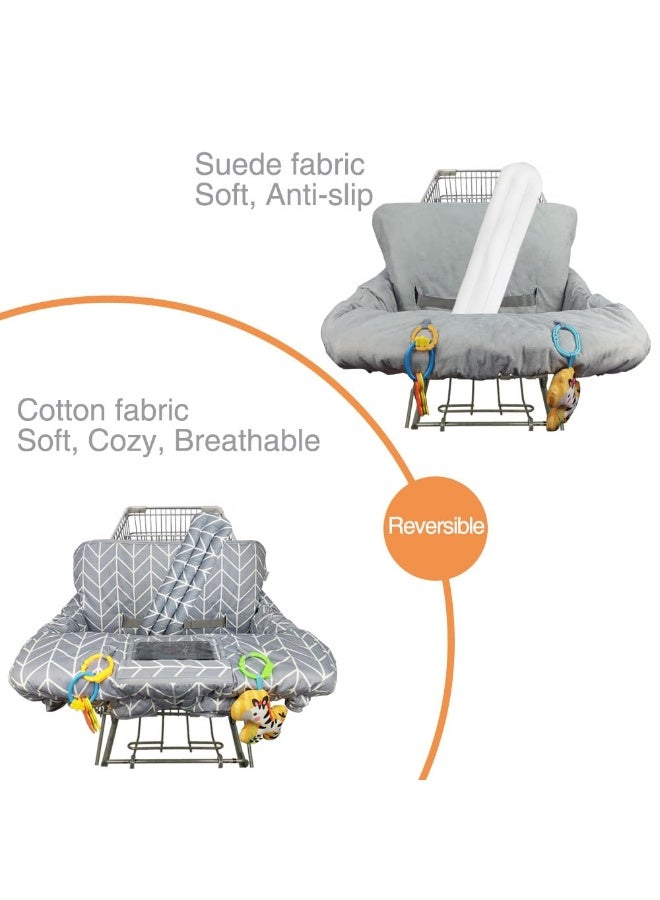 ICOPUCA Shopping Cart Cover for Baby, 2 in 1 cart Cover for Babies N high Chair Cover, Padded Grocery cart seat Cover for Baby Girl boy, with 1” Thick/Removable/Reversible Cushion, Grey; - Image 4