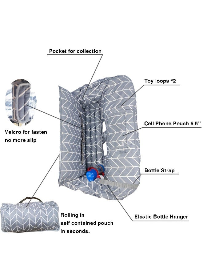 ICOPUCA Shopping Cart Cover for Baby, 2 in 1 cart Cover for Babies N high Chair Cover, Padded Grocery cart seat Cover for Baby Girl boy, with 1” Thick/Removable/Reversible Cushion, Grey; - Image 3
