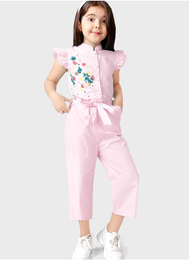 THE VANCA - Kids Embroidered Flower Jumpsuit - Image 1