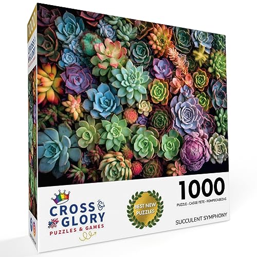 Cross & Glory Cross Glory Succulent Symphony 1000 Piece Jigsaw Puzzle for Adults Premium Quality Colorful Artwork Succulent Plant Puzzle - Image 5