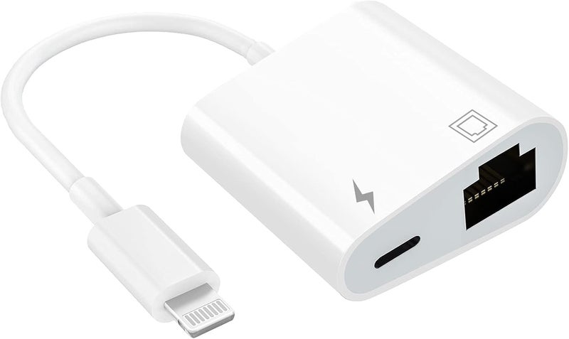 DesofIcon Apple MFi Certified Lightning to Ethernet Adapter - 2 in 1 RJ45 Ethernet LAN Network Adapter with Charge Port for iPhone/iPad/iPod, Plug and Play, Supports 100Mbps Network - Image 1