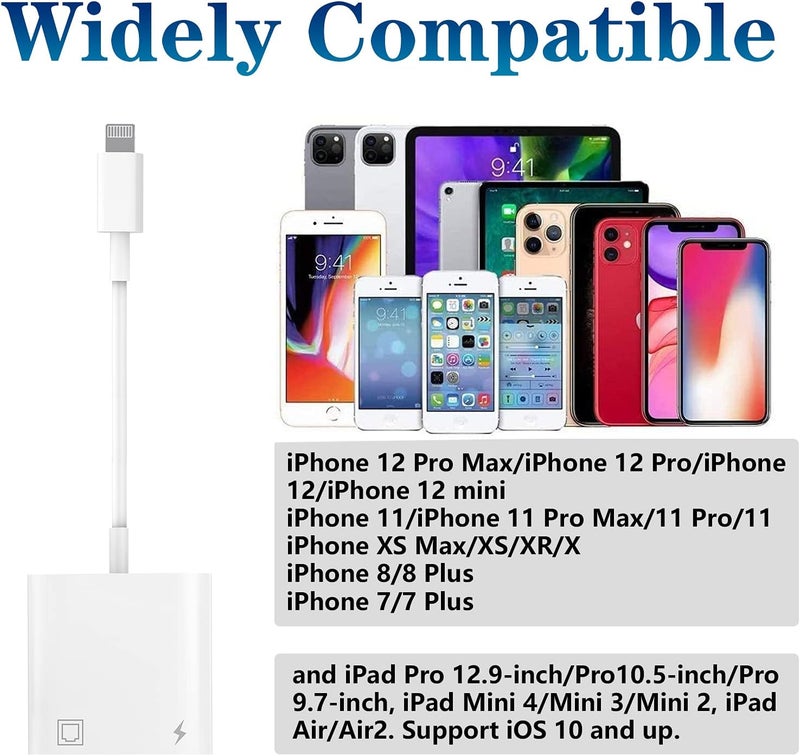 DesofIcon Apple MFi Certified Lightning to Ethernet Adapter - 2 in 1 RJ45 Ethernet LAN Network Adapter with Charge Port for iPhone/iPad/iPod, Plug and Play, Supports 100Mbps Network - Image 5