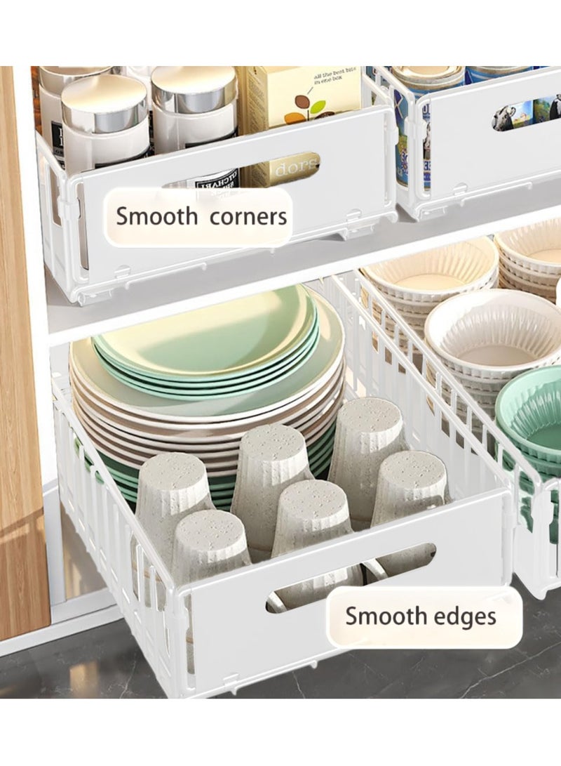 XiuWoo No Drill Metal Pull-Out Cabinet Drawer Shelf Organizer, Slide Out Drawer Storage Shelves, Kitchen Storage Rack, Roll-Out Sliding Drawer, Sliding Under Sink storage with Silent Slide  - Image 2