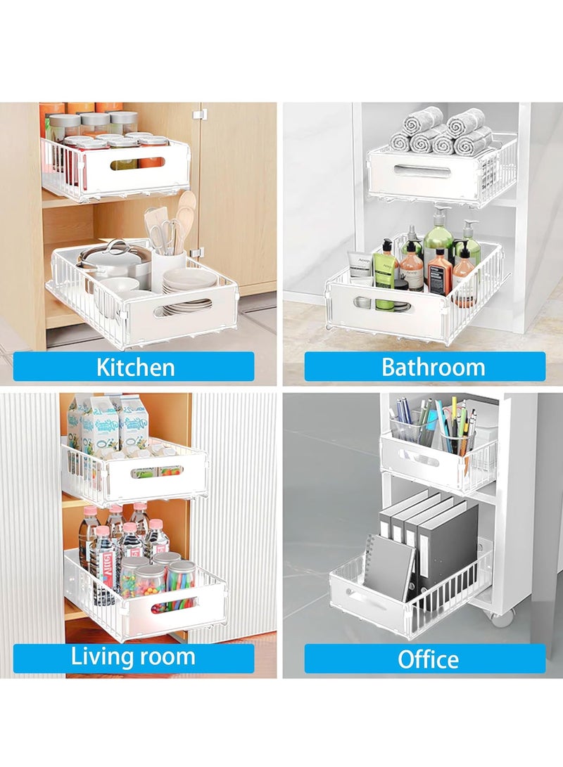 XiuWoo No Drill Metal Pull-Out Cabinet Drawer Shelf Organizer, Slide Out Drawer Storage Shelves, Kitchen Storage Rack, Roll-Out Sliding Drawer, Sliding Under Sink storage with Silent Slide  - Image 4