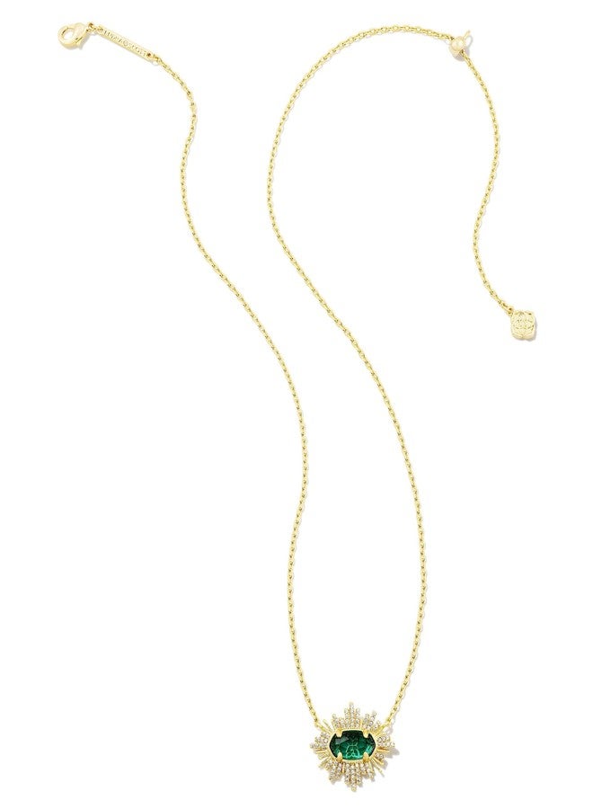 كيندرا سكوت قلادة قصيرة من كيندرا سكوت غرايسون بتصميم أشعة الشمس، إطار ذهبي وزجاج أخضر، مقاس واحد - Image 2